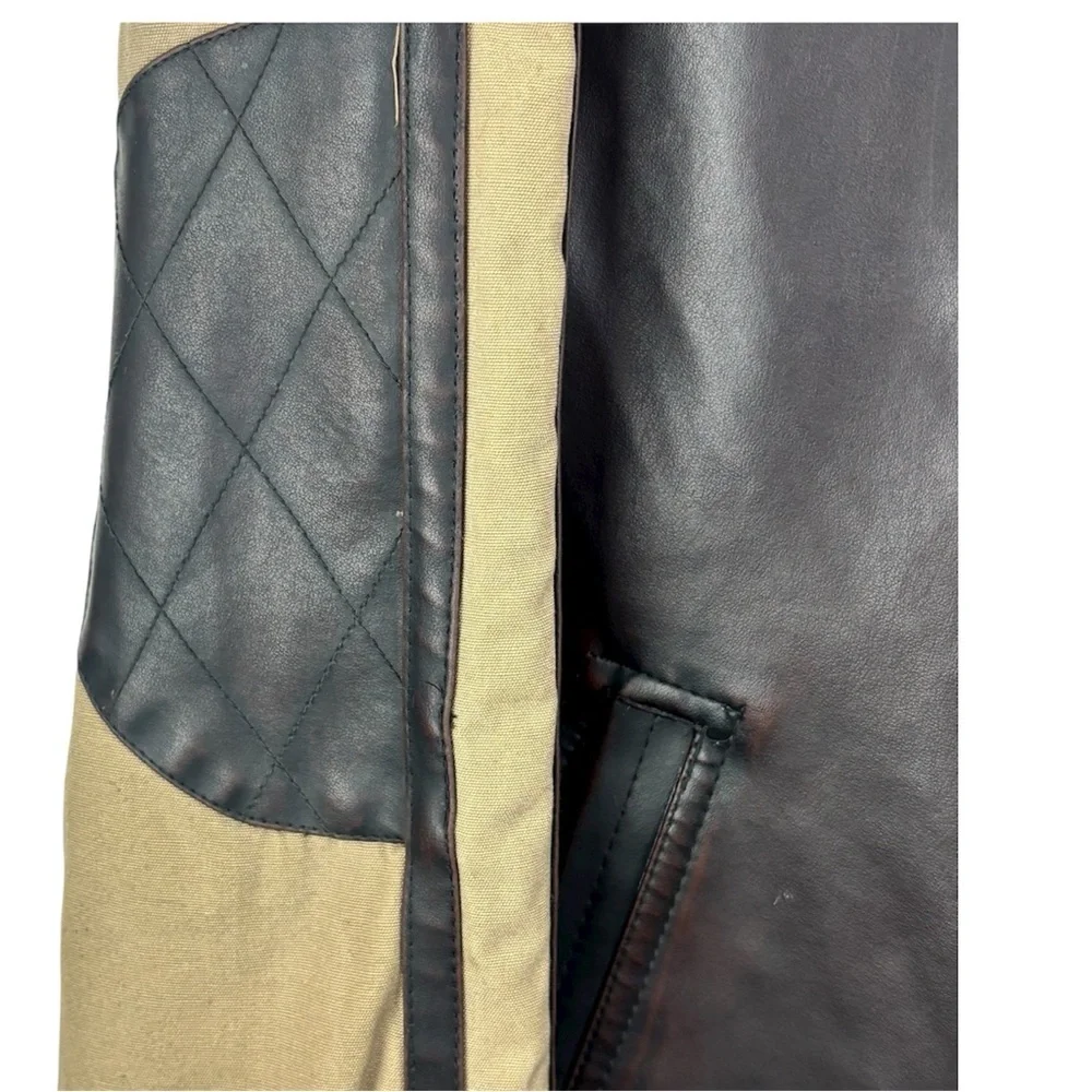 Machine Faux Leather Two-Tone Black and Tan Bomber/Biker Jacket Size L Outdoor